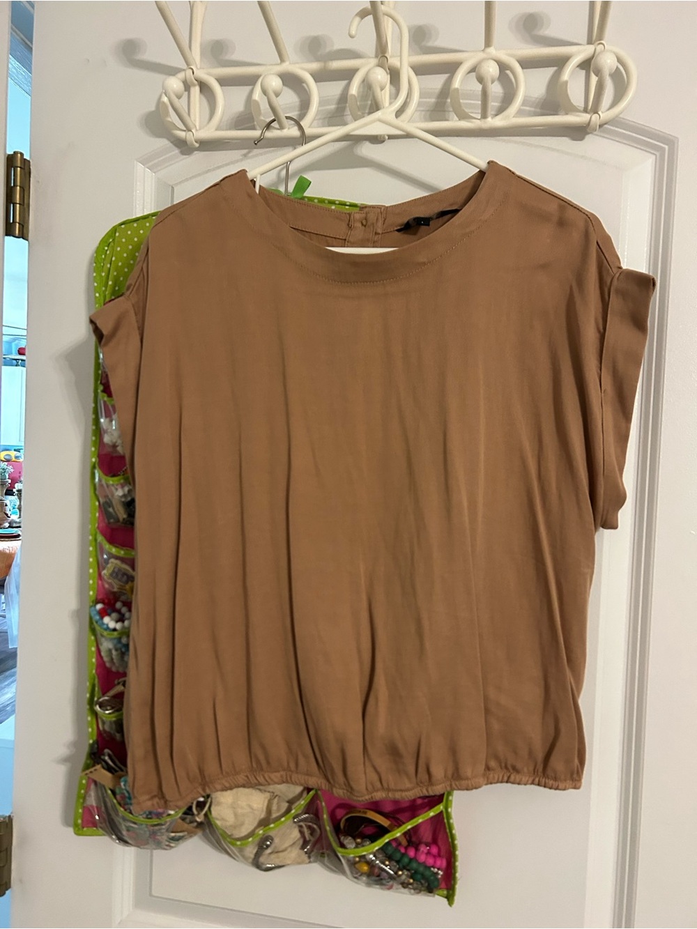 Velvet Heart Short Sleeve Blouson Top - Camel